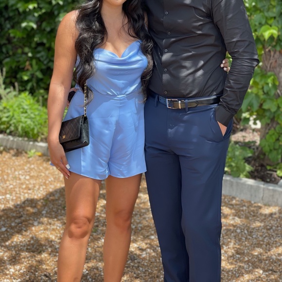 Meshki cowl neck blue romper - Picture 4 of 8